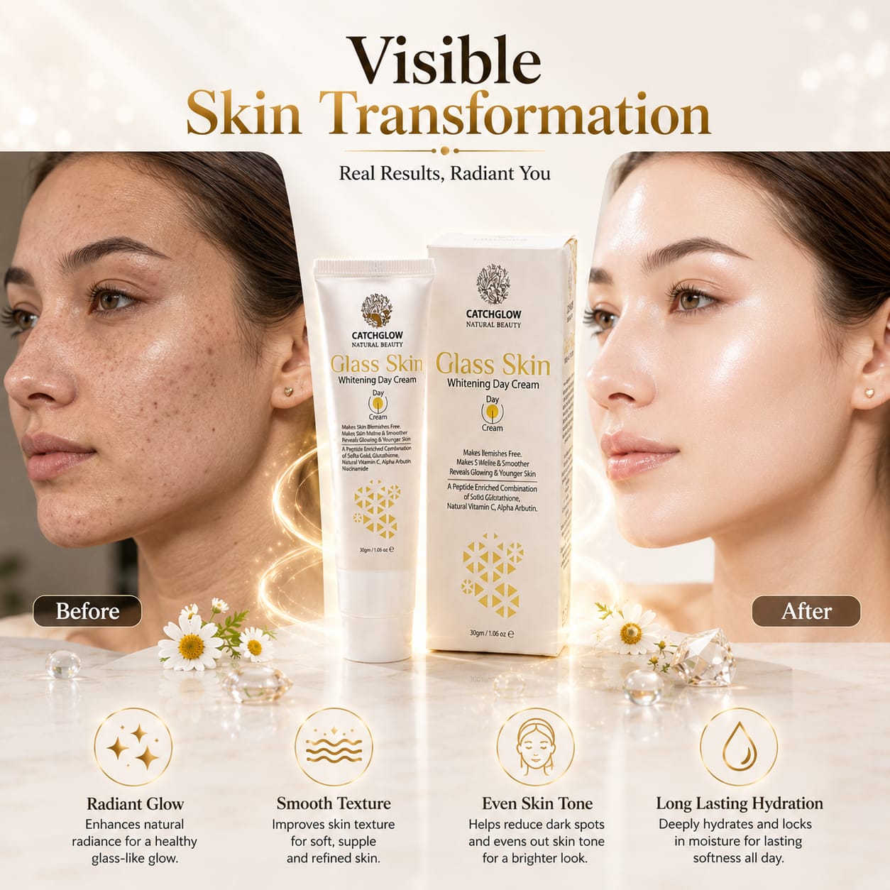 Catchglow Glass Skin Day Cream 30g β Radiant Glow Moisturizing Cream