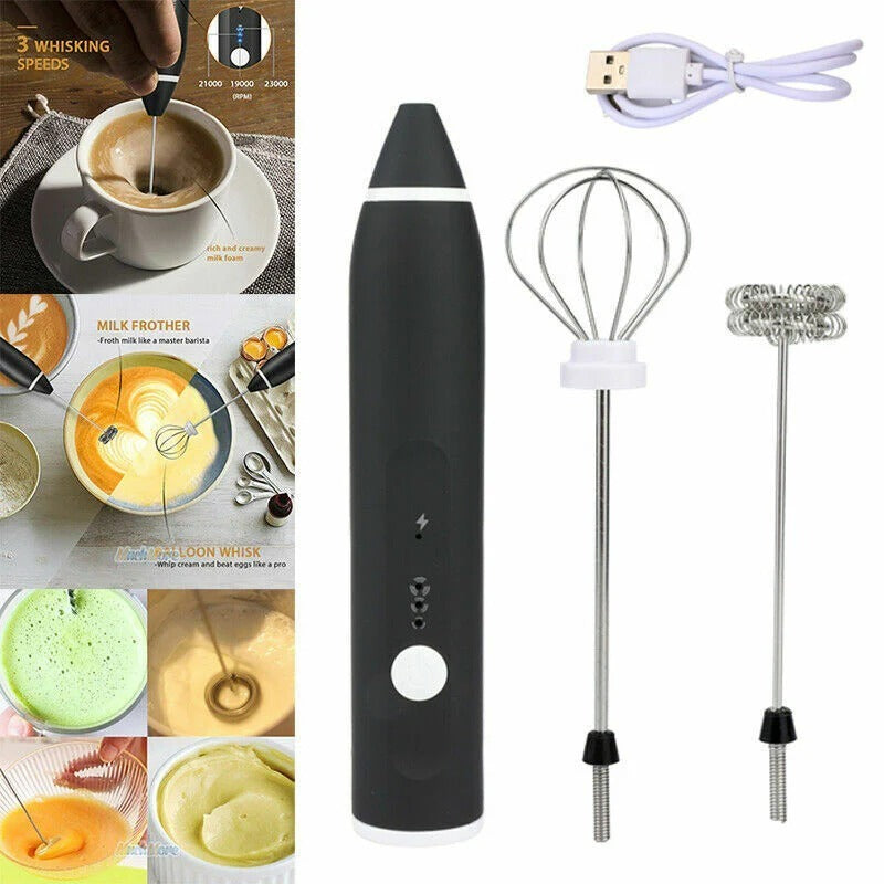 2-in-1 Rechargeable Coffee Beater & Electric Milk Frother | USB Rechargeable Handheld Drink Mixer2-in-1 Rechargeable Coffee Beater & Electric Milk Frother | USB Rechargeable Handheld Drink Mixer
