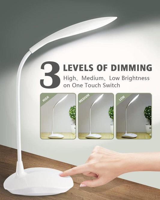 Smart Touch LED Desk Lamp with 3-Level Dimming | Flexible Eye-Care Study & Reading Light