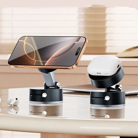 Vacuum Double-Sided Magnetic Phone Holder | Foldable 360° Suction Mount for Home, Car & Office