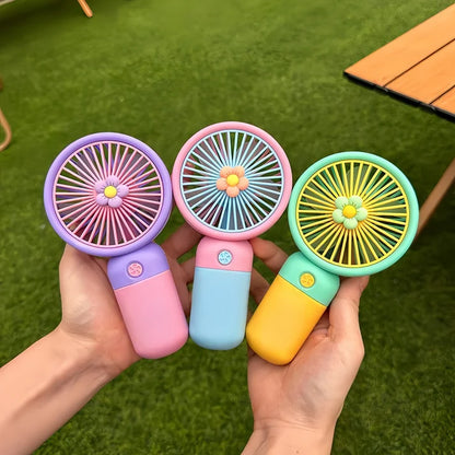 Portable Mini USB Rechargeable Handheld Fan with Stand | Cute Flower Desktop Cooling Fan