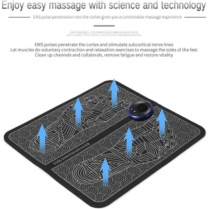 EMS Foot Massager Mat | USB Rechargeable Smart Electric Foot Massage Pad for Relaxation & Muscle Relief