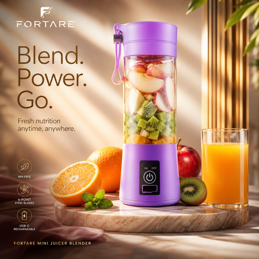 Professional Mini Juicer Portable Blender with Built-In Straw | USB Rechargeable Smoothie Maker for Travel, Office & Home