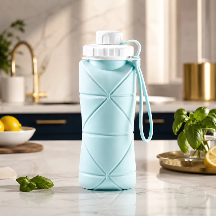 600ml Silicone Foldable Water Bottle – Portable Collapsible Travel Bottle