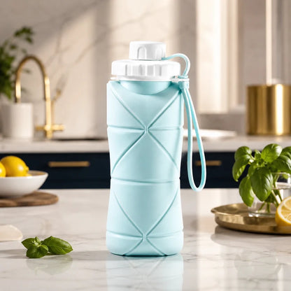 600ml Silicone Foldable Water Bottle – Portable Collapsible Travel Bottle