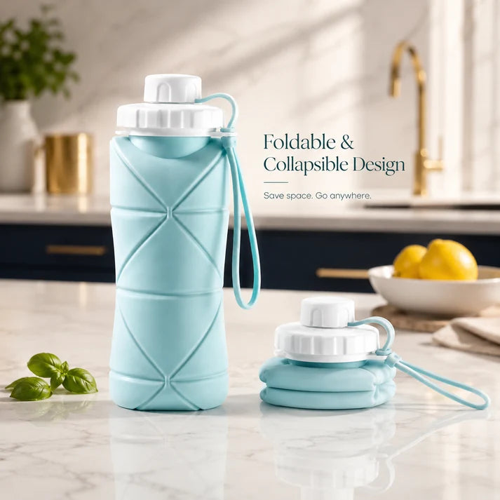 600ml Silicone Foldable Water Bottle – Portable Collapsible Travel Bottle