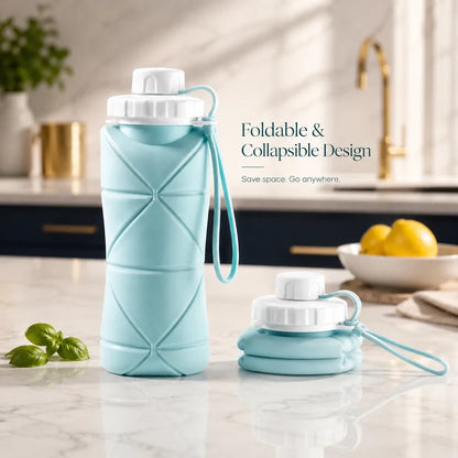 600ml Silicone Foldable Water Bottle – Portable Collapsible Travel Bottle