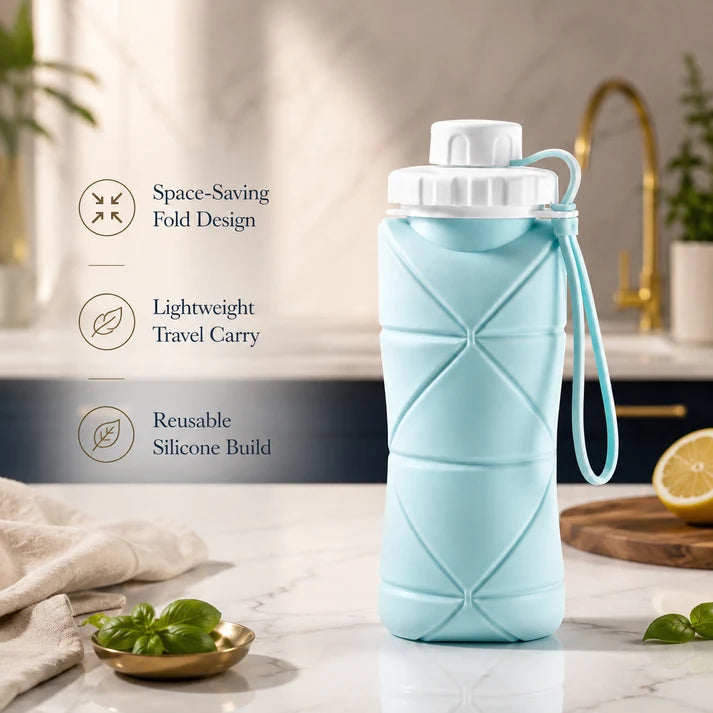 600ml Silicone Foldable Water Bottle – Portable Collapsible Travel Bottle