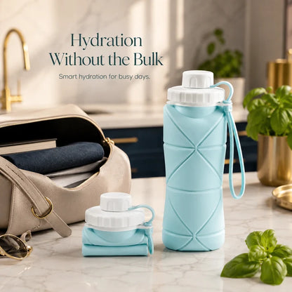 600ml Silicone Foldable Water Bottle – Portable Collapsible Travel Bottle