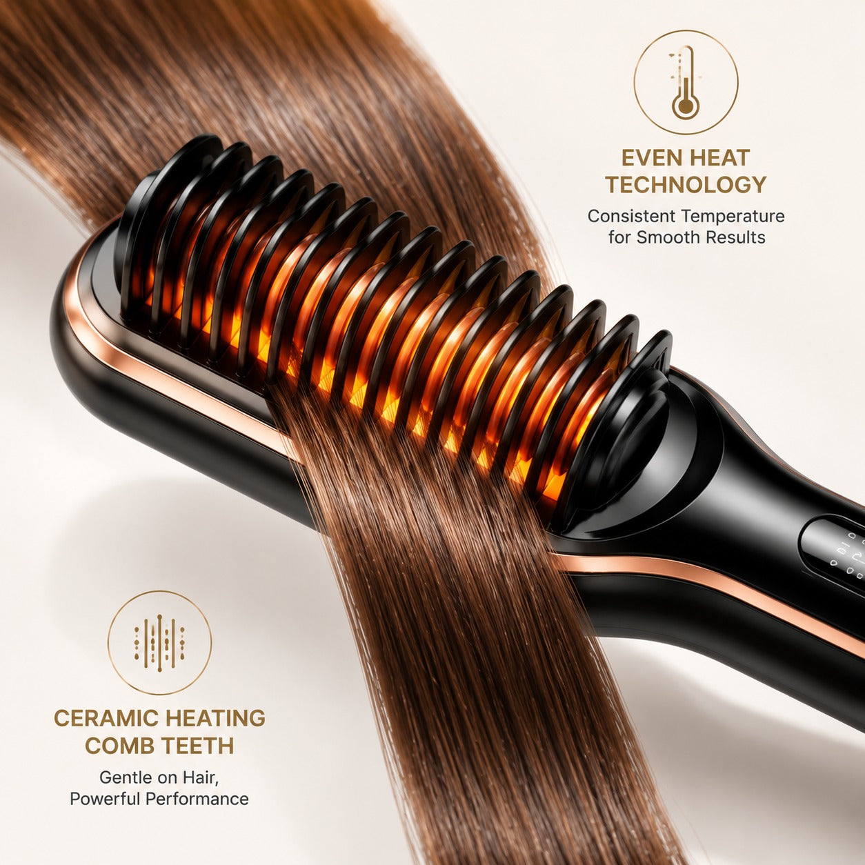 909 Hair Straightening Brush – 2-in-1 Electric Hair Straightener & Curler