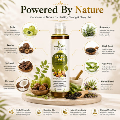 Alif Organics Natural Hair Oil – Herbal Hair Growth Oil 200ml