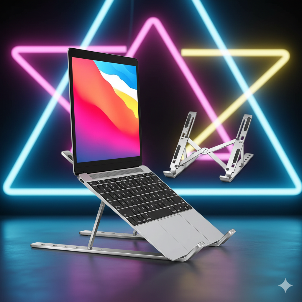 Speed-X Adjustable Aluminium Laptop Stand - Foldable Ergonomic Laptop Holder for Up to 16 Inch