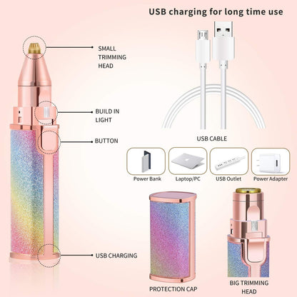 Flawless 2-in-1 Rechargeable Eyebrow & Facial Hair Trimmer with USB Charging