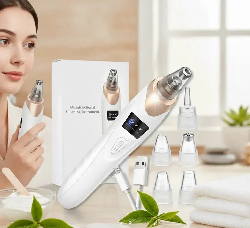 Electric Blackhead Remover Vacuum | Pore Cleaner & Acne Extractor with 5 Suction Heads | Facial Skin Care Tool