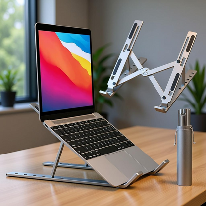 Speed-X Adjustable Aluminium Laptop Stand - Foldable Ergonomic Laptop Holder for Up to 16 Inch