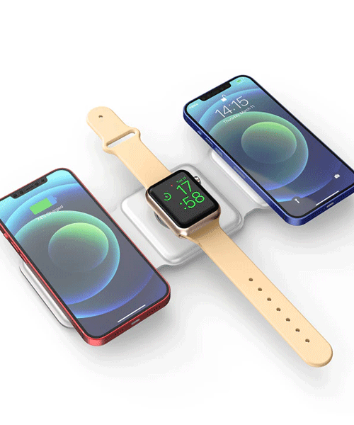 3-in-1 Magnetic Foldable Wireless Charging Station – 15W Fast Charger for iPhone, AirPods & Smartwatch