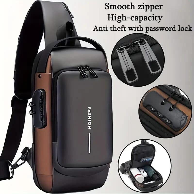 Premium Anti-Theft Sling Bag with Password Lock | Water-Resistant Crossbody Chest Bag for Travel, Work & Everyday Carry