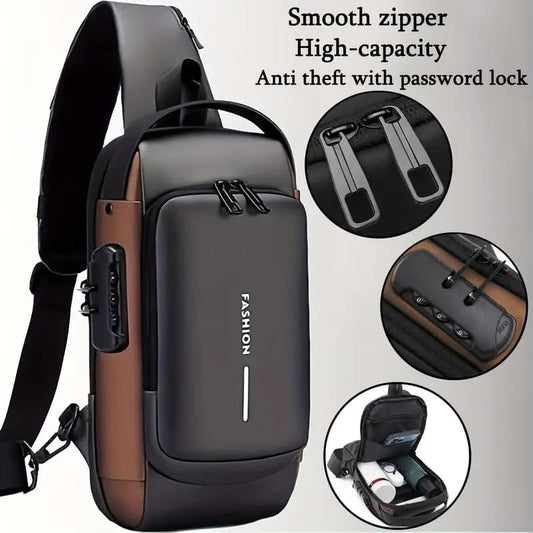 Premium Anti-Theft Sling Bag with Password Lock | Water-Resistant Crossbody Chest Bag for Travel, Work & Everyday Carry