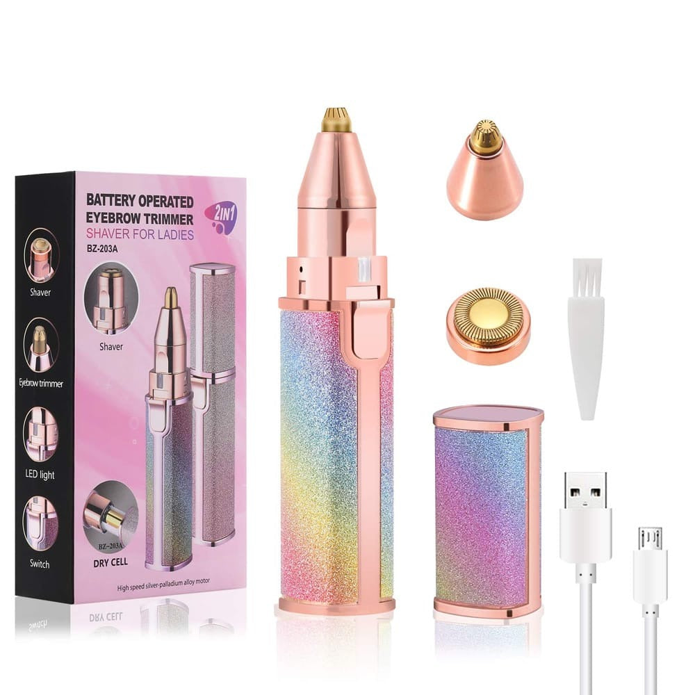 Flawless 2-in-1 Rechargeable Eyebrow & Facial Hair Trimmer with USB Charging