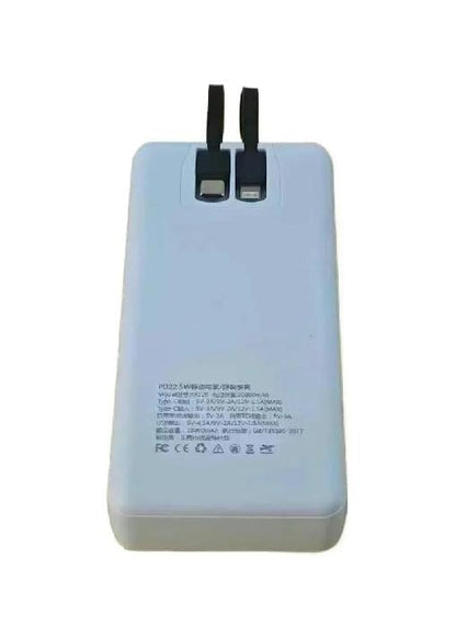 66W Fast Charging 20,000mAh Power Bank with Built-in Type-C & Lightning Cables | PD Fast Charge Digital Display (White)