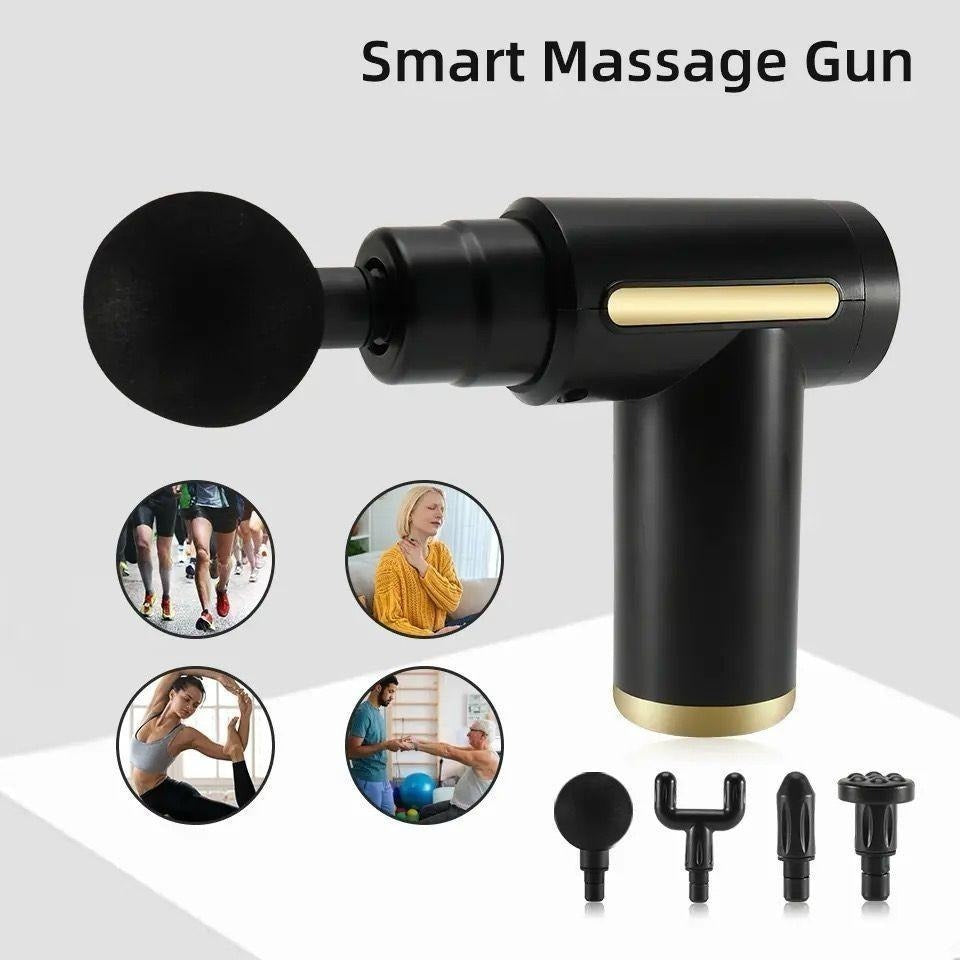 5-in-1 Massage Gun – Electric Deep Tissue Muscle Massager with 4 Heads & 6 Speed Levels for Full Body Pain Relief (Random Color)