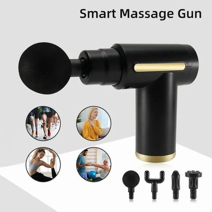 5-in-1 Massage Gun – Electric Deep Tissue Muscle Massager with 4 Heads & 6 Speed Levels for Full Body Pain Relief (Random Color)