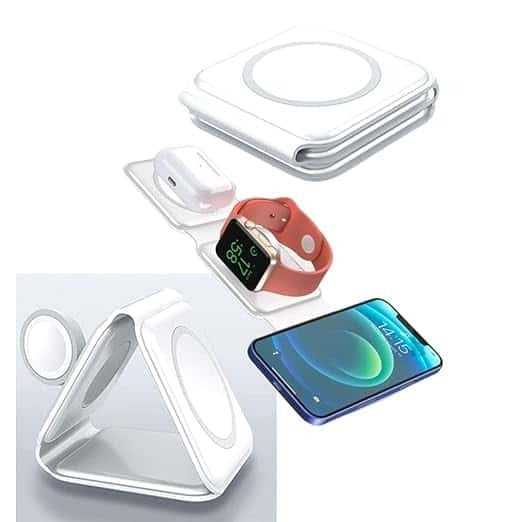 3-in-1 Magnetic Foldable Wireless Charging Station – 15W Fast Charger for iPhone, AirPods & Smartwatch