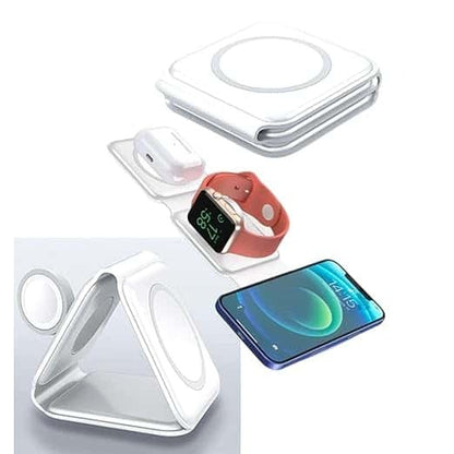 3-in-1 Magnetic Foldable Wireless Charging Station – 15W Fast Charger for iPhone, AirPods & Smartwatch