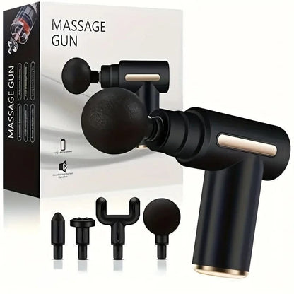 5-in-1 Massage Gun – Electric Deep Tissue Muscle Massager with 4 Heads & 6 Speed Levels for Full Body Pain Relief (Random Color)