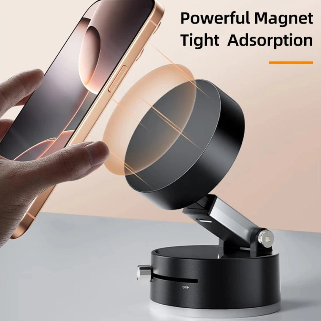 Vacuum Double-Sided Magnetic Phone Holder | Foldable 360° Suction Mount for Home, Car & Office