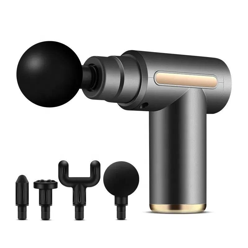5-in-1 Massage Gun – Electric Deep Tissue Muscle Massager with 4 Heads & 6 Speed Levels for Full Body Pain Relief (Random Color)
